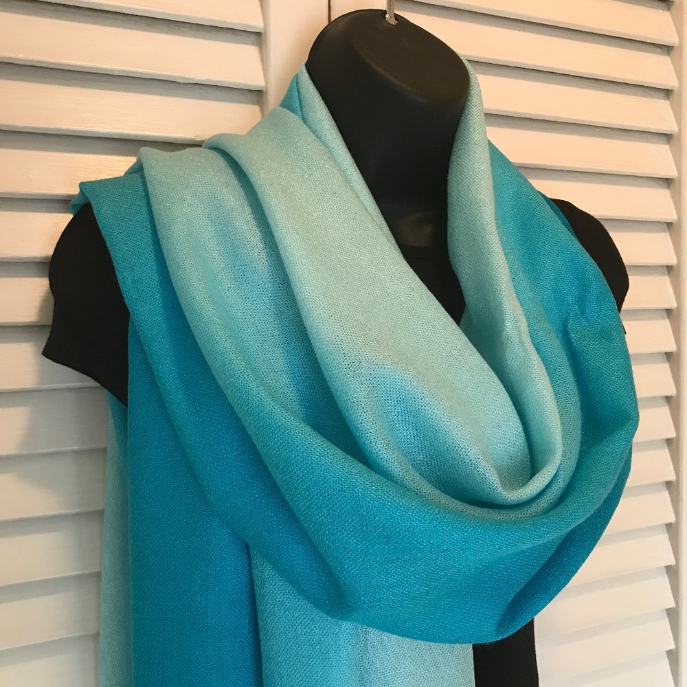 Blue Pashmina Scarf- Ombre! EUC 2/$25
